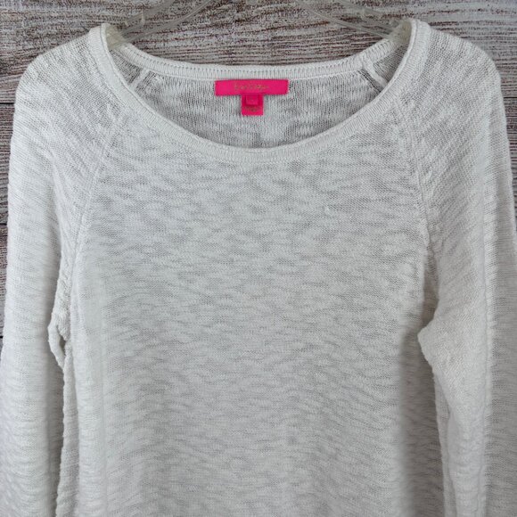 Lilly Pulitzer Jody Sweater Lightweight Textured Tassels White Large - Picture 2 of 11